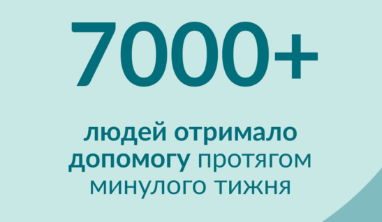 7000+ людей отримало допомогу протягом минулого тижня