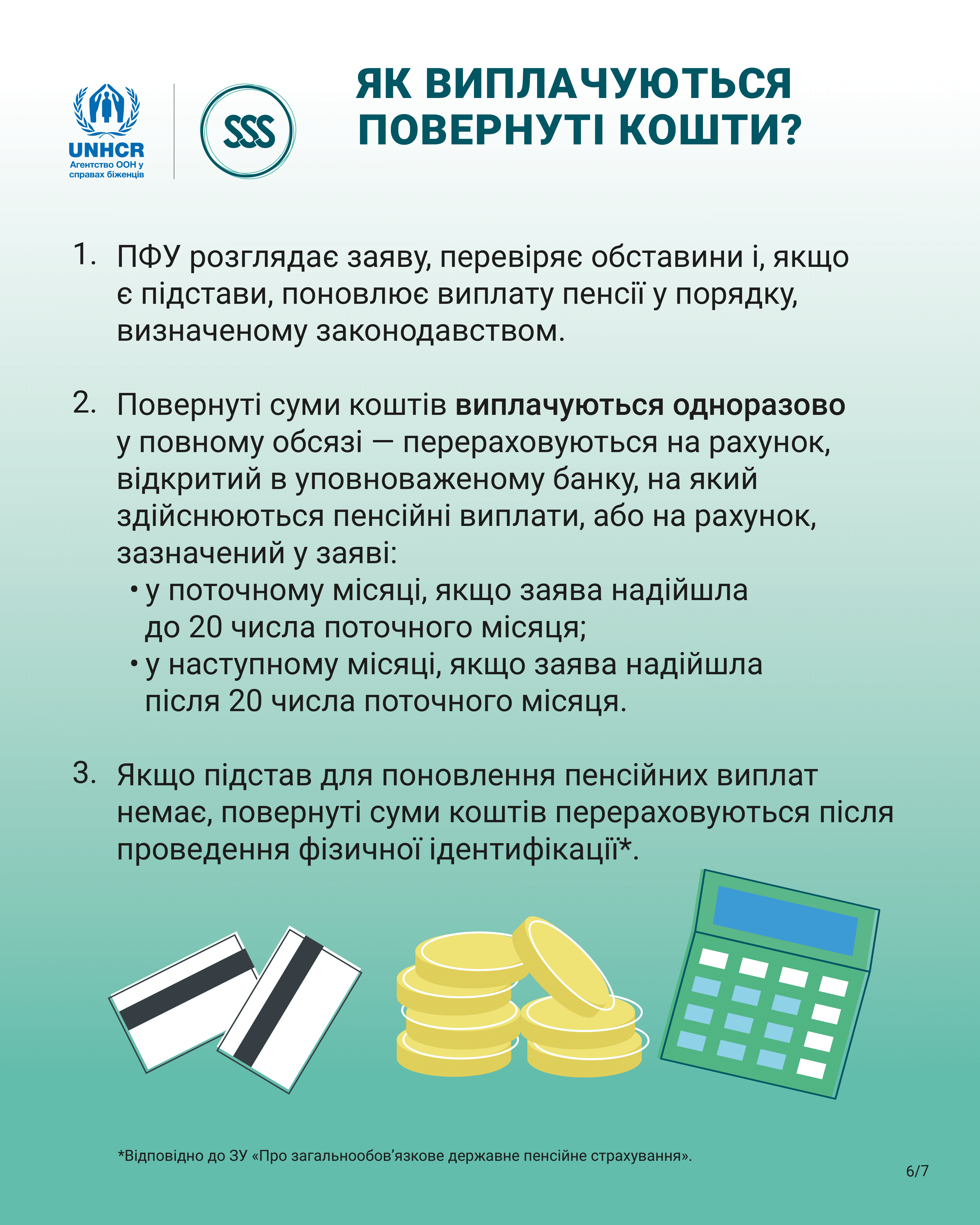 Порядок відновлення та виплати пенсій, кошти на виплату яких АТ «Ощадбанк» повернув ПФУ -6